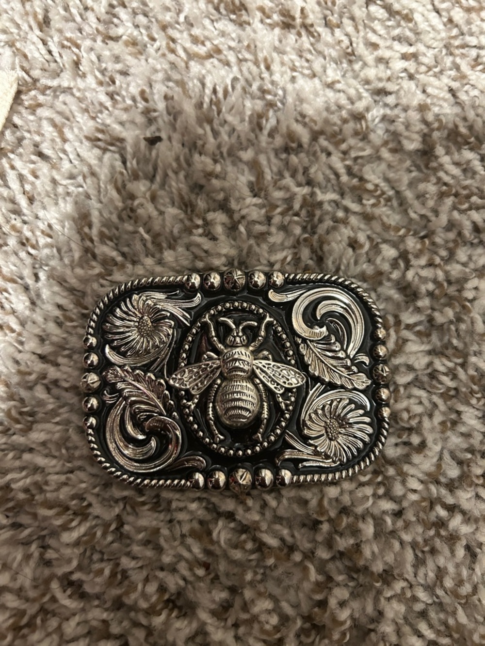 Ornate Silver Bee Belt Buckle - Women Accessories